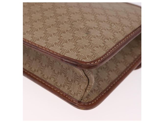 Céline Bolsa de Ombro CELINE Macadam Canvas PVC Couro Bege Ouro Auth 187364 Dourado - vista 9