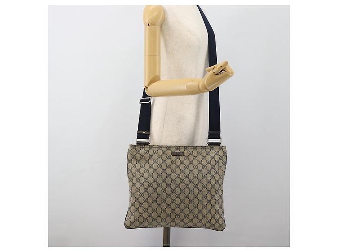 Bolso de hombro GUCCI GG Supreme PVC Azul Marino Plata 201446 Auth ka4760 - vista 21