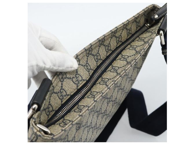 Bolso de hombro GUCCI GG Supreme PVC Azul Marino Plata 201446 Auth ka4760 - vista 6