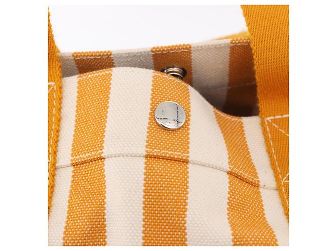 Hermès HERMES Cannes PM Handtasche Canvas Gelb Silber Authentisch 186325A - Ansicht 10