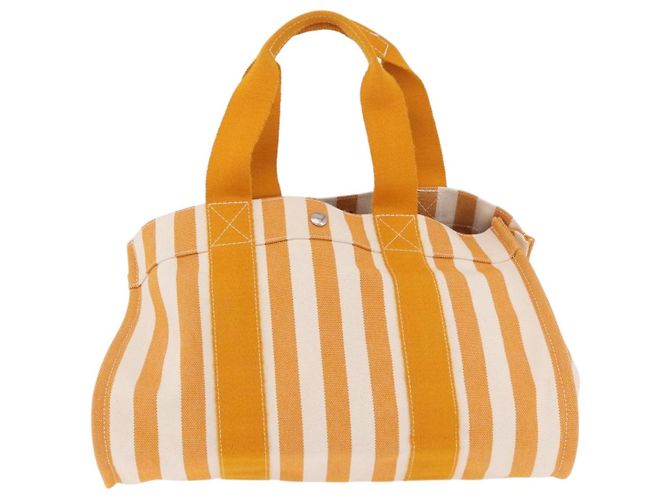 Hermès HERMES Cannes PM Handtasche Canvas Gelb Silber Authentisch 186325A - Ansicht 13