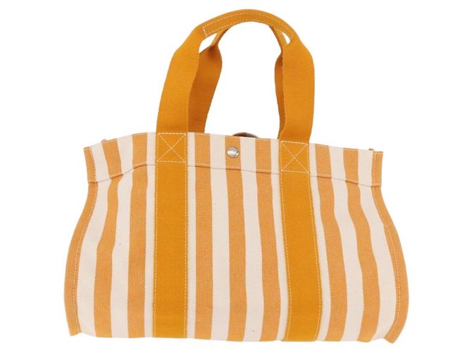 Hermès HERMES Cannes PM Handtasche Canvas Gelb Silber Authentisch 186325A - Ansicht 2