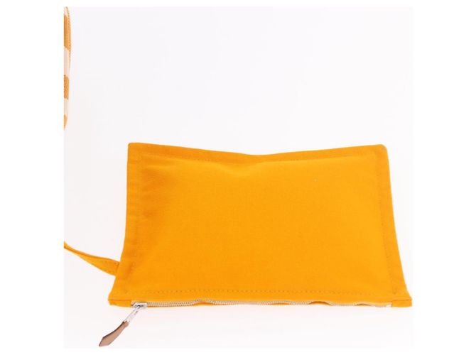 Hermès HERMES Cannes PM Handtasche Canvas Gelb Silber Authentisch 186325A - Ansicht 20