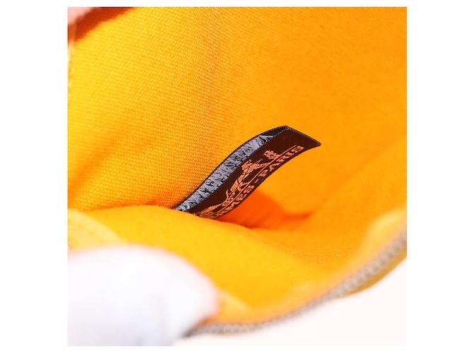 Hermès HERMES Cannes PM Handtasche Canvas Gelb Silber Authentisch 186325A - Ansicht 21