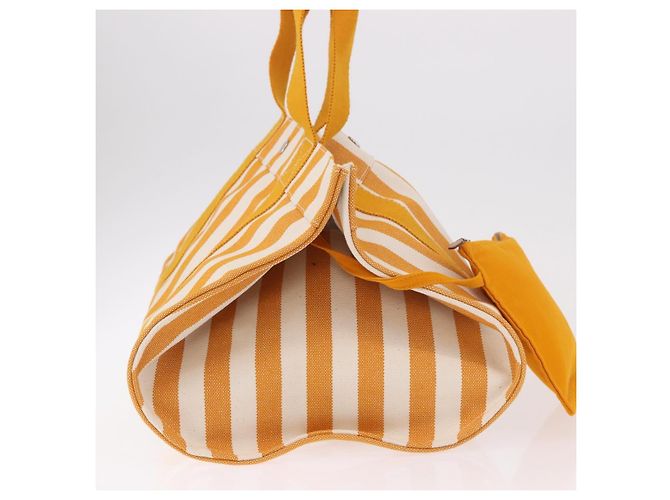 Hermès HERMES Cannes PM Handtasche Canvas Gelb Silber Authentisch 186325A - Ansicht 4