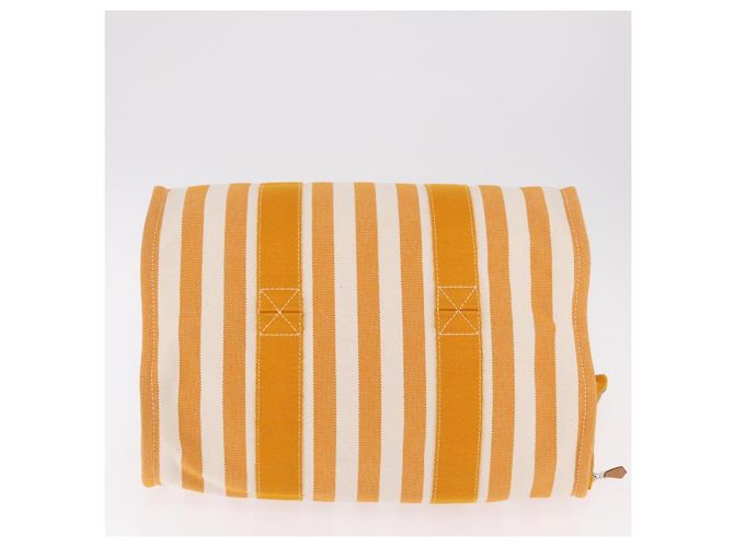 Hermès HERMES Cannes PM Handtasche Canvas Gelb Silber Authentisch 186325A - Ansicht 5