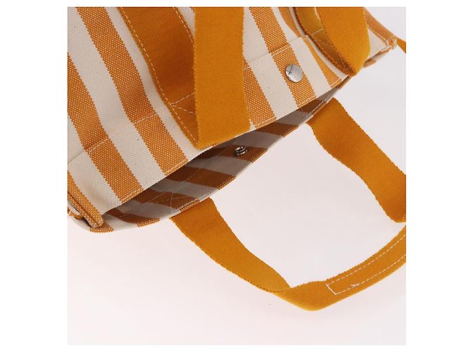 Hermès HERMES Cannes PM Handtasche Canvas Gelb Silber Authentisch 186325A - Ansicht 6