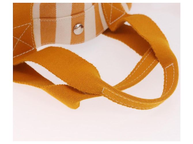 Hermès HERMES Cannes PM Handtasche Canvas Gelb Silber Authentisch 186325A - Ansicht 7