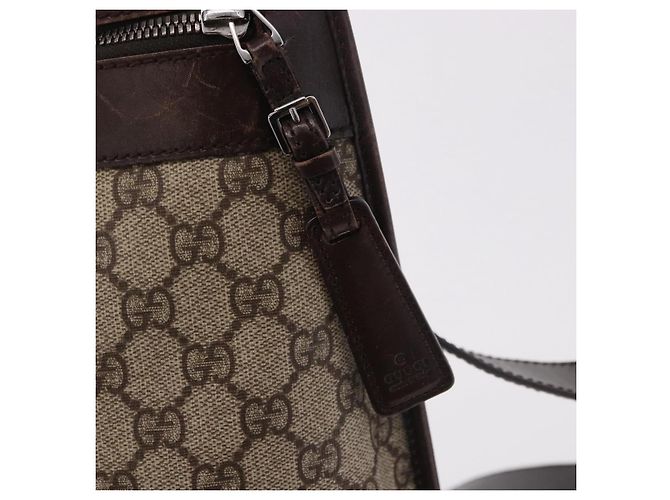 Borsa a Spalla GUCCI GG Supreme PVC Beige Argento 92560 Auth 186848 - vista 10