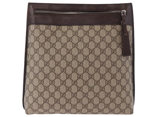 Borsa a Spalla GUCCI GG Supreme PVC Beige Argento 92560 Auth 186848 - vista 13