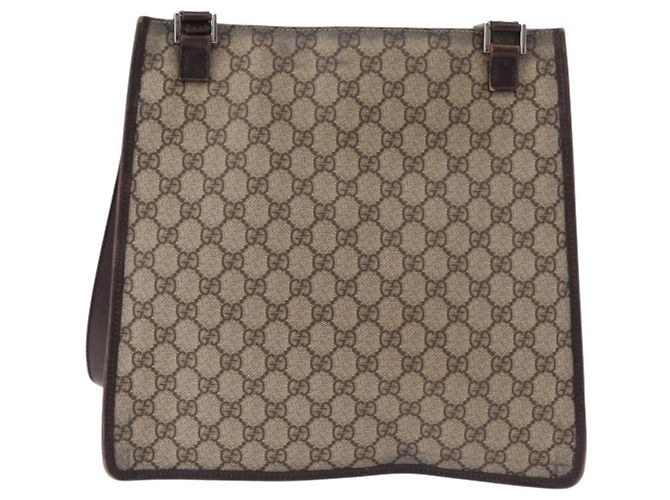 Borsa a Spalla GUCCI GG Supreme PVC Beige Argento 92560 Auth 186848 - vista 2