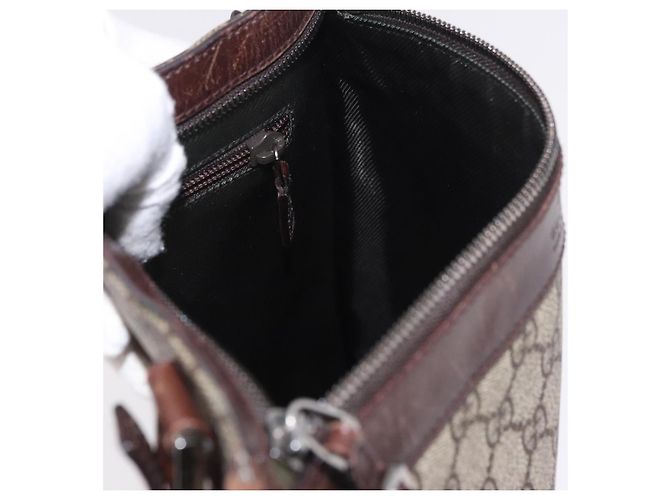 Borsa a Spalla GUCCI GG Supreme PVC Beige Argento 92560 Auth 186848 - vista 20