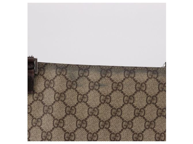 Borsa a Spalla GUCCI GG Supreme PVC Beige Argento 92560 Auth 186848 - vista 3
