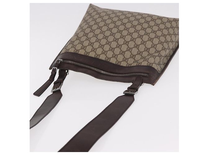 Borsa a Spalla GUCCI GG Supreme PVC Beige Argento 92560 Auth 186848 - vista 7