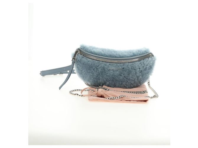Borsa a tracolla con catena Miu Miu blu argento autentica 184817M - vista 12
