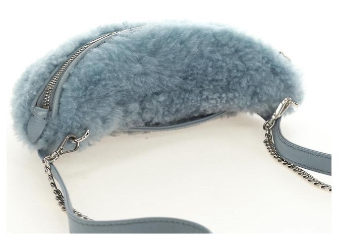 Borsa a tracolla con catena Miu Miu blu argento autentica 184817M - vista 14