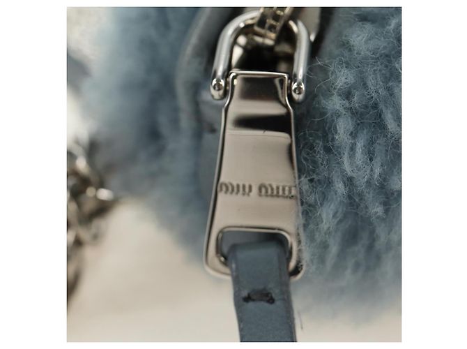 Borsa a tracolla con catena Miu Miu blu argento autentica 184817M - vista 23