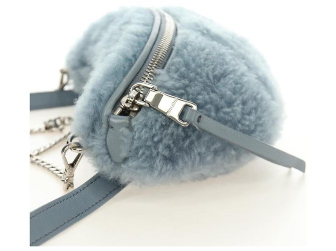 Borsa a tracolla con catena Miu Miu blu argento autentica 184817M - vista 3
