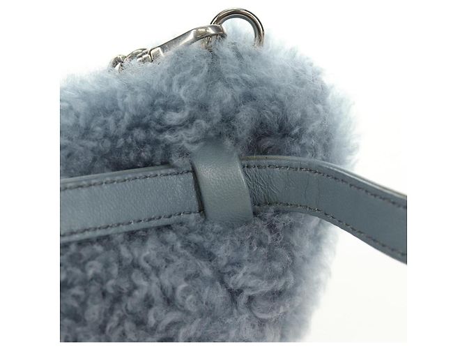 Borsa a tracolla con catena Miu Miu blu argento autentica 184817M - vista 8