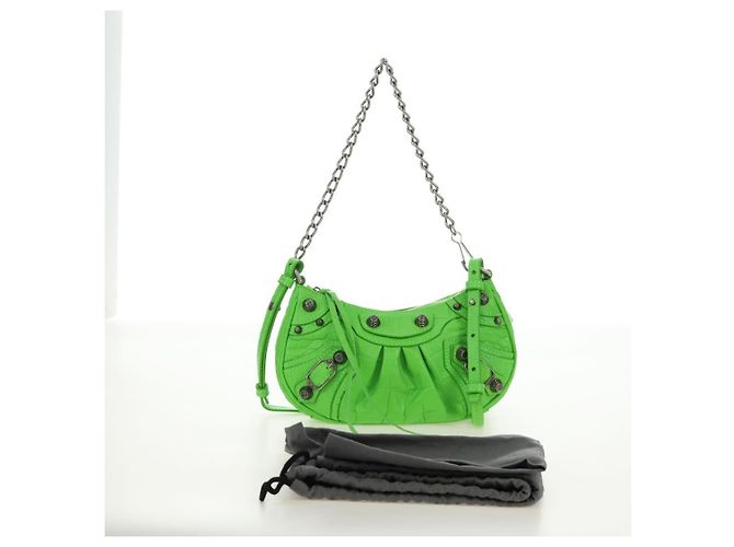 BALENCIAGA Bolso Mini Le Cagole de cuero con cadena 2way Verde 695814 Auth 185445M - vista 12