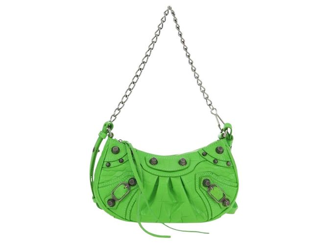 BALENCIAGA Bolso Mini Le Cagole de cuero con cadena 2way Verde 695814 Auth 185445M - vista 13
