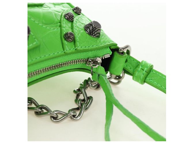 BALENCIAGA Bolso Mini Le Cagole de cuero con cadena 2way Verde 695814 Auth 185445M - vista 20