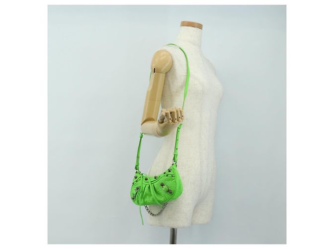 BALENCIAGA Bolso Mini Le Cagole de cuero con cadena 2way Verde 695814 Auth 185445M - vista 25
