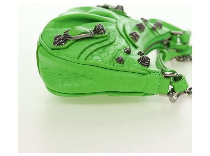 BALENCIAGA Bolso Mini Le Cagole de cuero con cadena 2way Verde 695814 Auth 185445M - vista 4