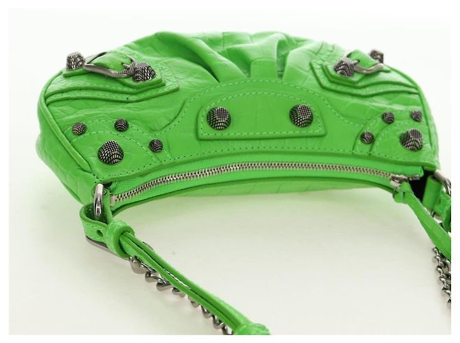 BALENCIAGA Bolso Mini Le Cagole de cuero con cadena 2way Verde 695814 Auth 185445M - vista 6