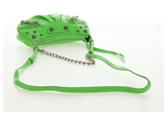 BALENCIAGA Bolso Mini Le Cagole de cuero con cadena 2way Verde 695814 Auth 185445M - vista 8