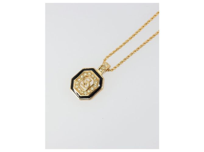 Collana Christian Dior in strass metallico Gold Auth SW2415 D'oro - vista 3