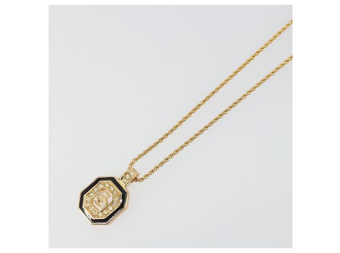 Collana Christian Dior in strass metallico Gold Auth SW2415 D'oro - vista 4
