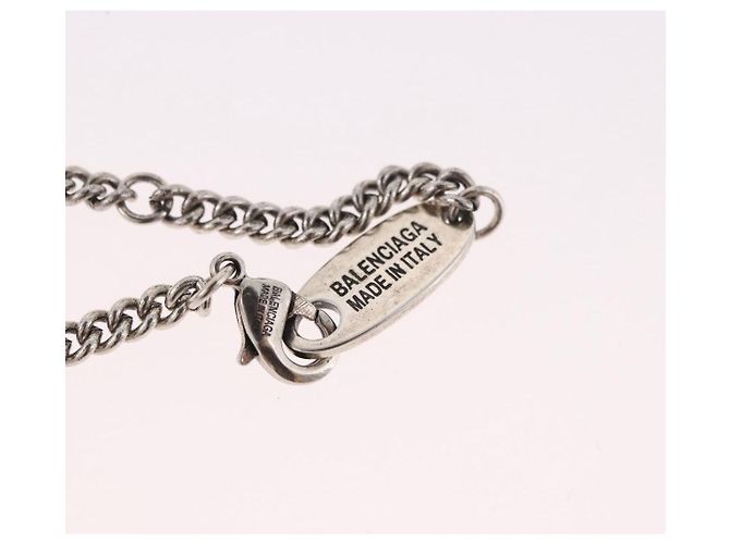 Collana BALENCIAGA BB Icon metallo Silver tone Auth 186316A - vista 11