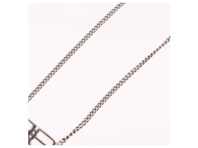 Collana BALENCIAGA BB Icon metallo Silver tone Auth 186316A - vista 13
