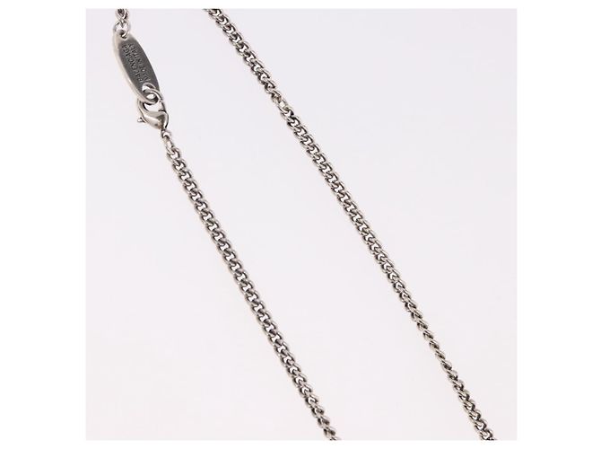 Collana BALENCIAGA BB Icon metallo Silver tone Auth 186316A - vista 7