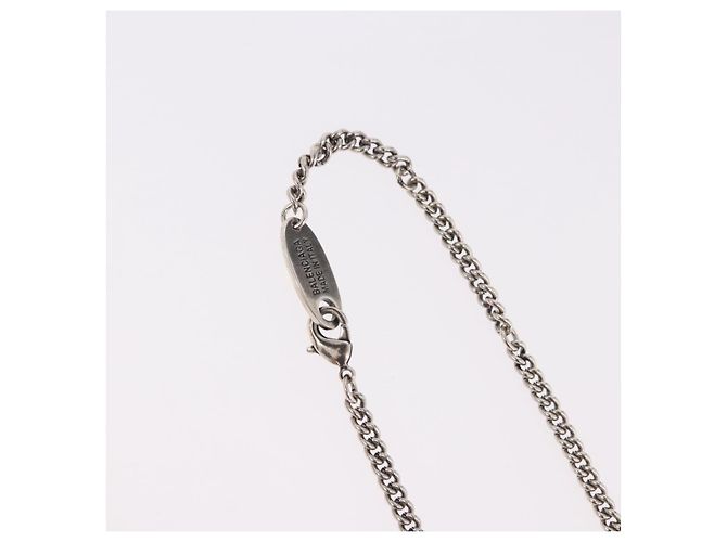 Collana BALENCIAGA BB Icon metallo Silver tone Auth 186316A - vista 8