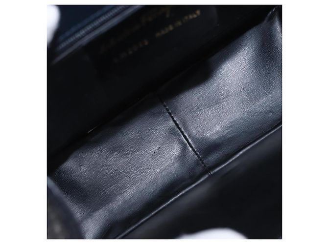 Borsa a mano Salvatore Ferragamo in pelle 2way Navy Gold Auth 185733A D'oro Blu navy - vista 11