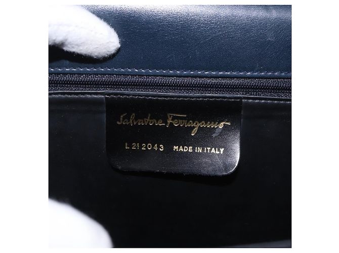 Borsa a mano Salvatore Ferragamo in pelle 2way Navy Gold Auth 185733A D'oro Blu navy - vista 12