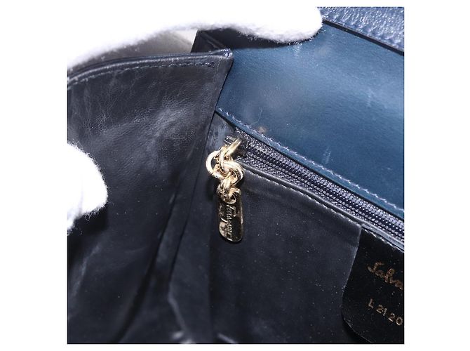 Borsa a mano Salvatore Ferragamo in pelle 2way Navy Gold Auth 185733A D'oro Blu navy - vista 22