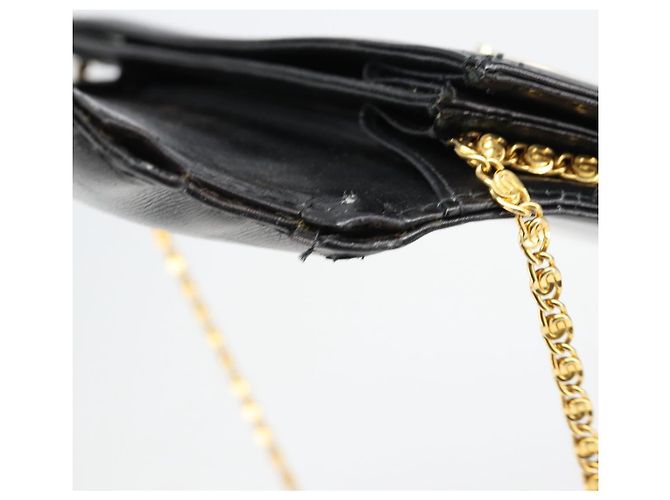 Céline Borsa a Spalla con Catena CELINE in Pelle Nera e Oro Auth 187388 Nero D'oro - vista 10