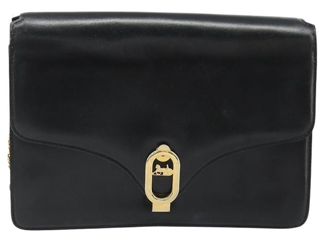 Céline Borsa a Spalla con Catena CELINE in Pelle Nera e Oro Auth 187388 Nero D'oro - vista 13