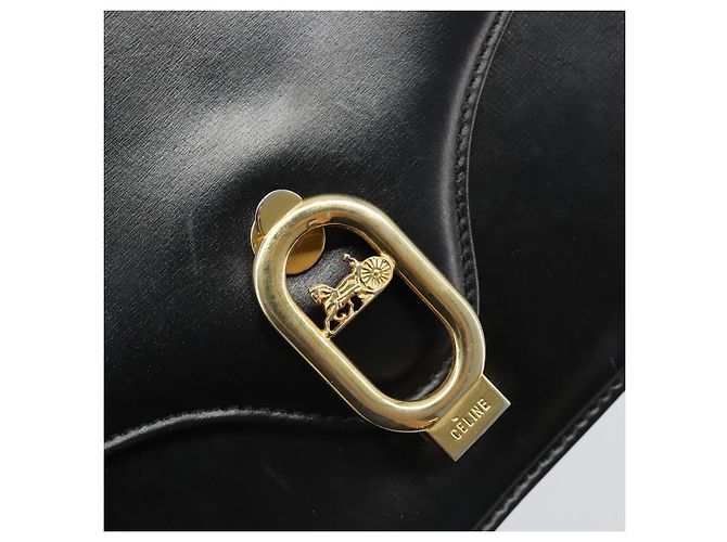 Céline Borsa a Spalla con Catena CELINE in Pelle Nera e Oro Auth 187388 Nero D'oro - vista 19