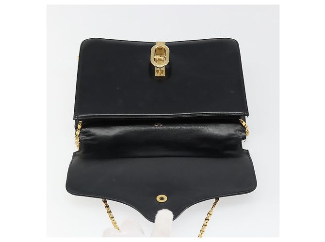 Céline Borsa a Spalla con Catena CELINE in Pelle Nera e Oro Auth 187388 Nero D'oro - vista 20