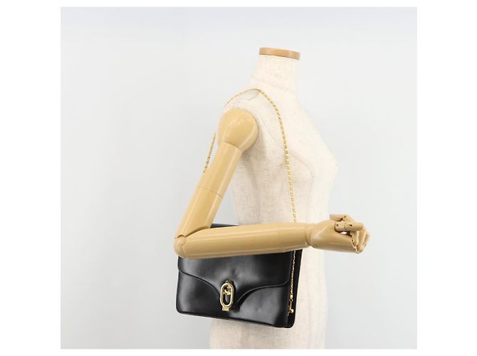 Céline Borsa a Spalla con Catena CELINE in Pelle Nera e Oro Auth 187388 Nero D'oro - vista 27