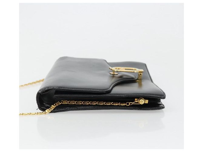 Céline Borsa a Spalla con Catena CELINE in Pelle Nera e Oro Auth 187388 Nero D'oro - vista 5
