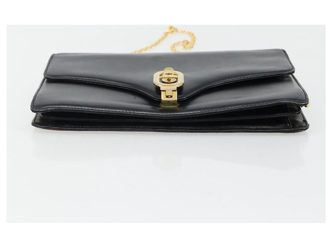 Céline Borsa a Spalla con Catena CELINE in Pelle Nera e Oro Auth 187388 Nero D'oro - vista 6