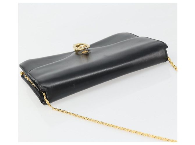 Céline Borsa a Spalla con Catena CELINE in Pelle Nera e Oro Auth 187388 Nero D'oro - vista 7