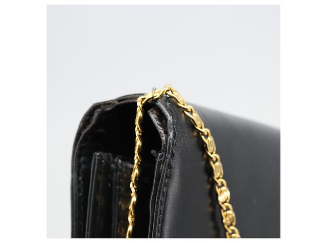 Céline Borsa a Spalla con Catena CELINE in Pelle Nera e Oro Auth 187388 Nero D'oro - vista 9