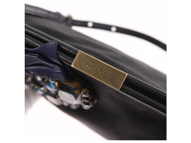 Borsa Miu Miu in raso nero e oro Auth 187043A D'oro - vista 10