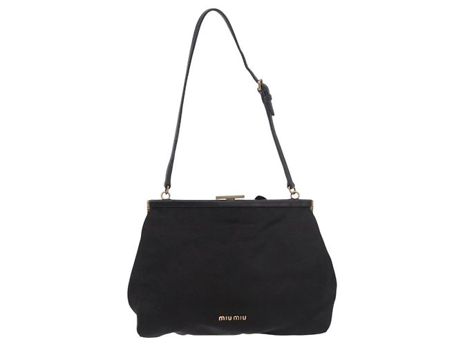 Borsa Miu Miu in raso nero e oro Auth 187043A D'oro - vista 2